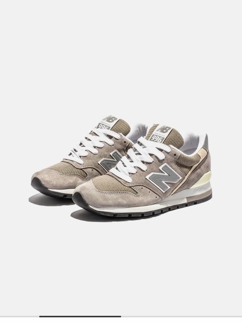 New Balance 996 Sneakers in Taupe and White